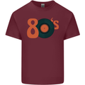 80s Music Vinyl Record Decks Turntable Mens Cotton T-Shirt Tee Top Maroon