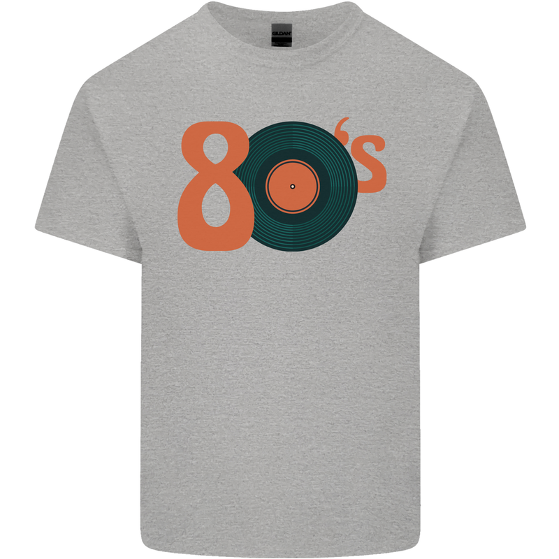 80s Music Vinyl Record Decks Turntable Mens Cotton T-Shirt Tee Top Sports Grey