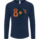 80s Music Vinyl Record Decks Turntable Mens Long Sleeve T-Shirt Navy Blue