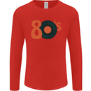 80s Music Vinyl Record Decks Turntable Mens Long Sleeve T-Shirt Red