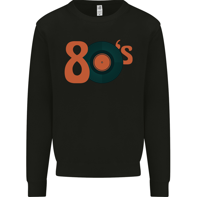 80s Music Vinyl Record Decks Turntable Mens Sweatshirt Jumper Black