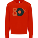 80s Music Vinyl Record Decks Turntable Mens Sweatshirt Jumper Bright Red