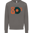 80s Music Vinyl Record Decks Turntable Mens Sweatshirt Jumper Charcoal