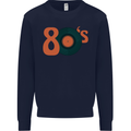 80s Music Vinyl Record Decks Turntable Mens Sweatshirt Jumper Navy Blue