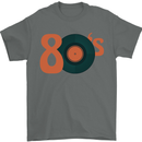 80s Music Vinyl Record Decks Turntable Mens T-Shirt 100% Cotton Charcoal