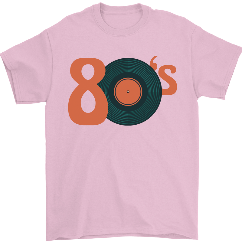 80s Music Vinyl Record Decks Turntable Mens T-Shirt 100% Cotton Light Pink