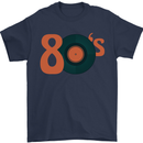 80s Music Vinyl Record Decks Turntable Mens T-Shirt 100% Cotton Navy Blue