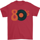 80s Music Vinyl Record Decks Turntable Mens T-Shirt 100% Cotton Red