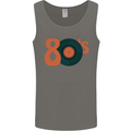 80s Music Vinyl Record Decks Turntable Mens Vest Tank Top Charcoal
