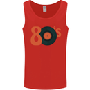 80s Music Vinyl Record Decks Turntable Mens Vest Tank Top Red