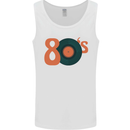 80s Music Vinyl Record Decks Turntable Mens Vest Tank Top White