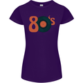 80s Music Vinyl Record Decks Turntable Womens Petite Cut T-Shirt Purple