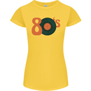 80s Music Vinyl Record Decks Turntable Womens Petite Cut T-Shirt Yellow