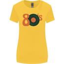 80s Music Vinyl Record Decks Turntable Womens Wider Cut T-Shirt Yellow