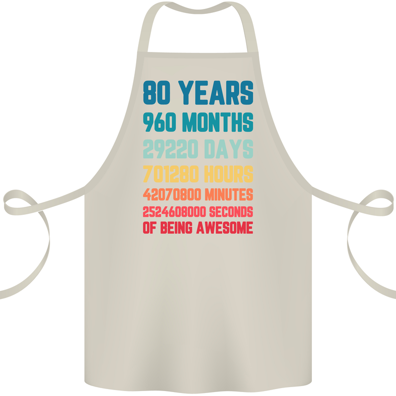 80th Birthday 80 Year Old Cotton Apron 100% Organic Natural