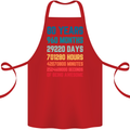 80th Birthday 80 Year Old Cotton Apron 100% Organic Red