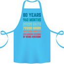 80th Birthday 80 Year Old Cotton Apron 100% Organic Turquoise