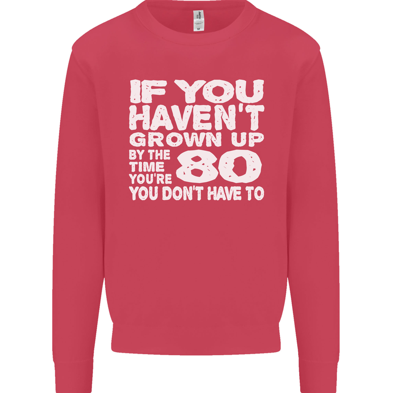 80th Birthday 80 Year Old Don't Grow Up Funny Mens Sweatshirt Jumper Heliconia