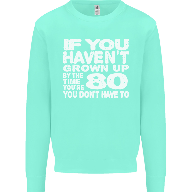 80th Birthday 80 Year Old Don't Grow Up Funny Mens Sweatshirt Jumper Peppermint