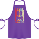80th Birthday 80 Year Old Level Up Gamming Cotton Apron 100% Organic Purple