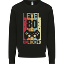 80th Birthday 80 Year Old Level Up Gamming Mens Sweatshirt Jumper Black