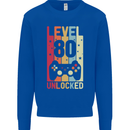 80th Birthday 80 Year Old Level Up Gamming Mens Sweatshirt Jumper Royal Blue