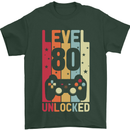 80th Birthday 80 Year Old Level Up Gamming Mens T-Shirt 100% Cotton Forest Green