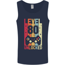 80th Birthday 80 Year Old Level Up Gamming Mens Vest Tank Top Navy Blue
