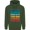 80th Birthday 80 Year Old Mens 80% Cotton Hoodie Forest Green