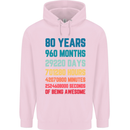 80th Birthday 80 Year Old Mens 80% Cotton Hoodie Light Pink