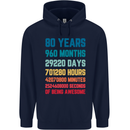 80th Birthday 80 Year Old Mens 80% Cotton Hoodie Navy Blue