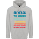 80th Birthday 80 Year Old Mens 80% Cotton Hoodie Sports Grey