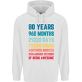 80th Birthday 80 Year Old Mens 80% Cotton Hoodie White