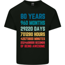 80th Birthday 80 Year Old Mens Cotton T-Shirt Tee Top Black