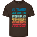 80th Birthday 80 Year Old Mens Cotton T-Shirt Tee Top Dark Chocolate
