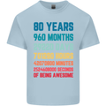 80th Birthday 80 Year Old Mens Cotton T-Shirt Tee Top Light Blue
