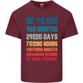 80th Birthday 80 Year Old Mens Cotton T-Shirt Tee Top Maroon