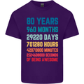 80th Birthday 80 Year Old Mens Cotton T-Shirt Tee Top Purple