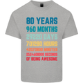 80th Birthday 80 Year Old Mens Cotton T-Shirt Tee Top Sports Grey