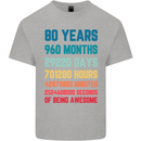 80th Birthday 80 Year Old Mens Cotton T-Shirt Tee Top Sports Grey