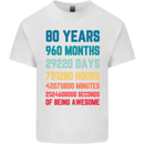 80th Birthday 80 Year Old Mens Cotton T-Shirt Tee Top White
