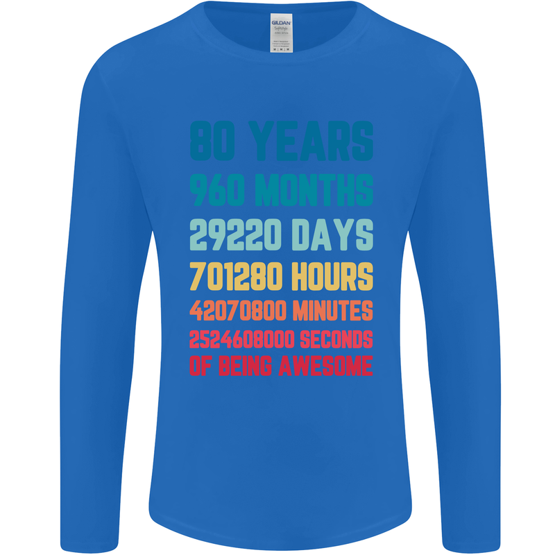 80th Birthday 80 Year Old Mens Long Sleeve T-Shirt Royal Blue