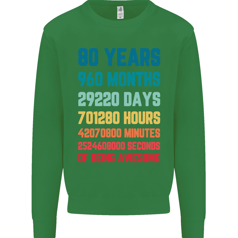 80th Birthday 80 Year Old Mens Sweatshirt Jumper Irish Green