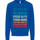80th Birthday 80 Year Old Mens Sweatshirt Jumper Royal Blue