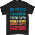 80th Birthday 80 Year Old Mens T-Shirt 100% Cotton Black