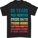 80th Birthday 80 Year Old Mens T-Shirt 100% Cotton Black