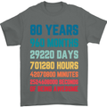 80th Birthday 80 Year Old Mens T-Shirt 100% Cotton Charcoal