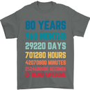 80th Birthday 80 Year Old Mens T-Shirt 100% Cotton Charcoal