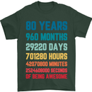 80th Birthday 80 Year Old Mens T-Shirt 100% Cotton Forest Green