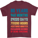 80th Birthday 80 Year Old Mens T-Shirt 100% Cotton Maroon